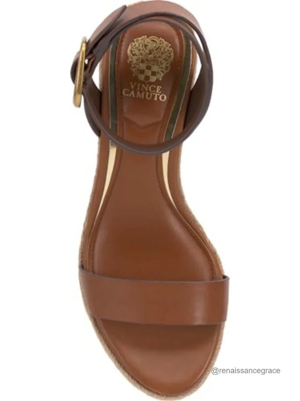 Leather Ankle Strap Espadrille Wedge Sandals Open Toe